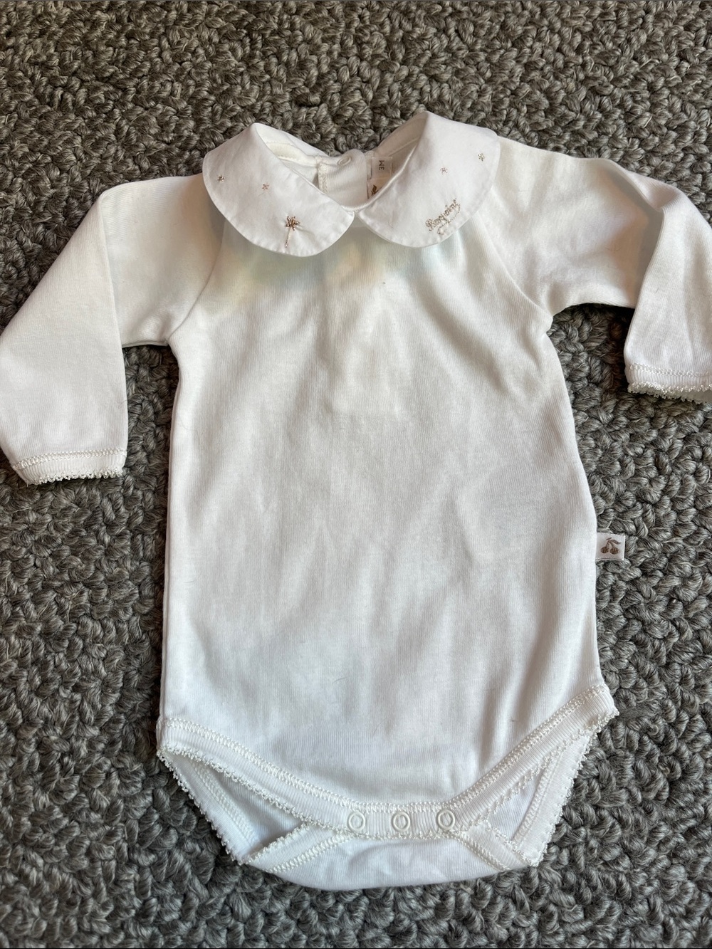 Bonpoint Classic White Peter Pan Collar One-Piece Bodysuit
